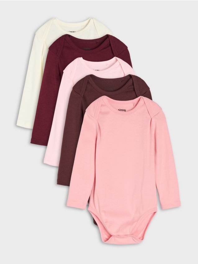 Sinsay - Set de 5 bodyuri din bumbac - roz
