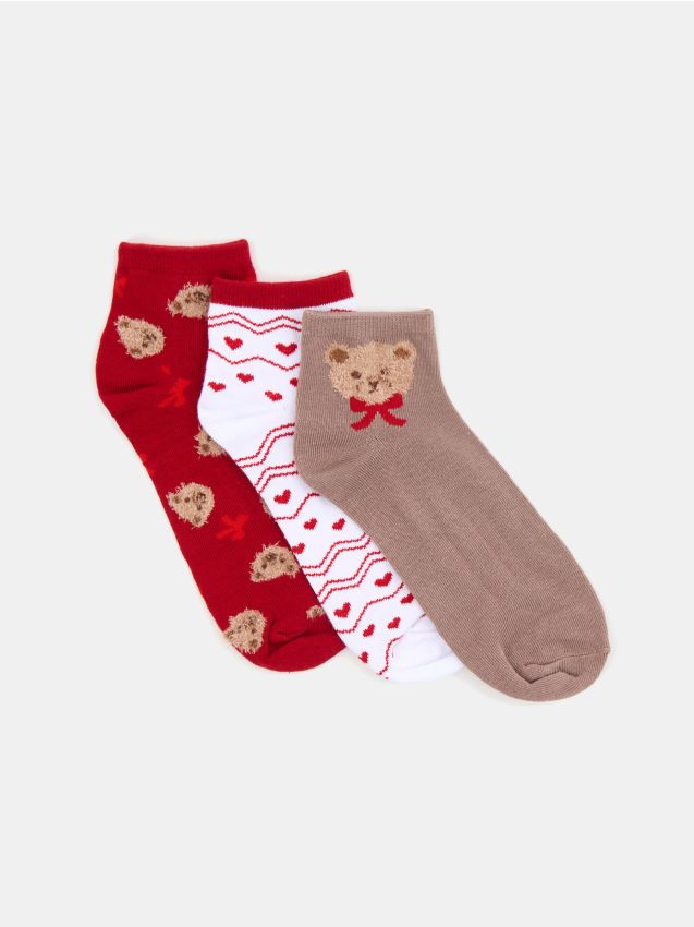 Sinsay - Skarpetki z motywem świątecznym 3 pack - wielobarwny