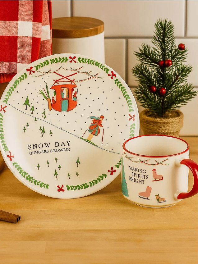 Sinsay - Hrnček a tanierik s vianočným motívom - viacfarebná
