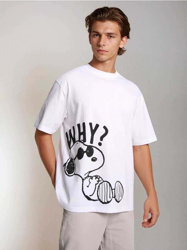 Sinsay - Tricou din bumbac cu imprimeu Peanuts - alb