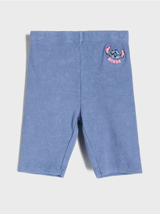 Sinsay - Colanți scurți din bumbac Stitch - light blue