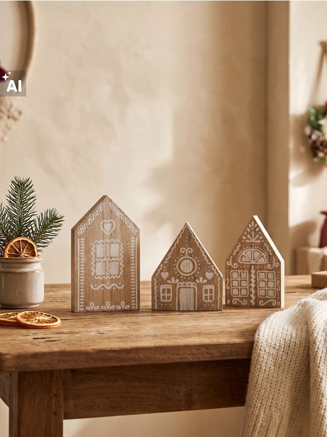 Sinsay - Decorațiuni de Crăciun în formă de căsuțe din turtă dulce 3 buc. - multicolor
