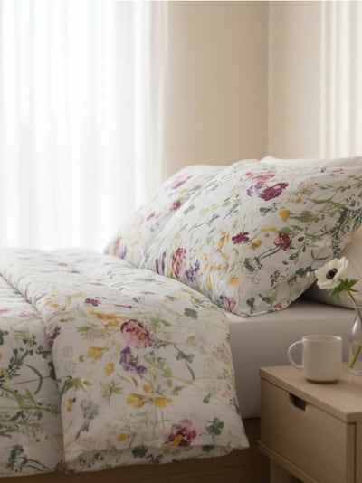 Komplet bawełnianej pościeli w kwiaty