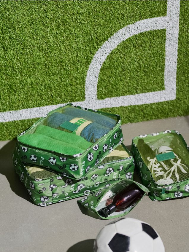Sinsay - Set de organizatoare pentru valiză cu motiv de fotbal - verde