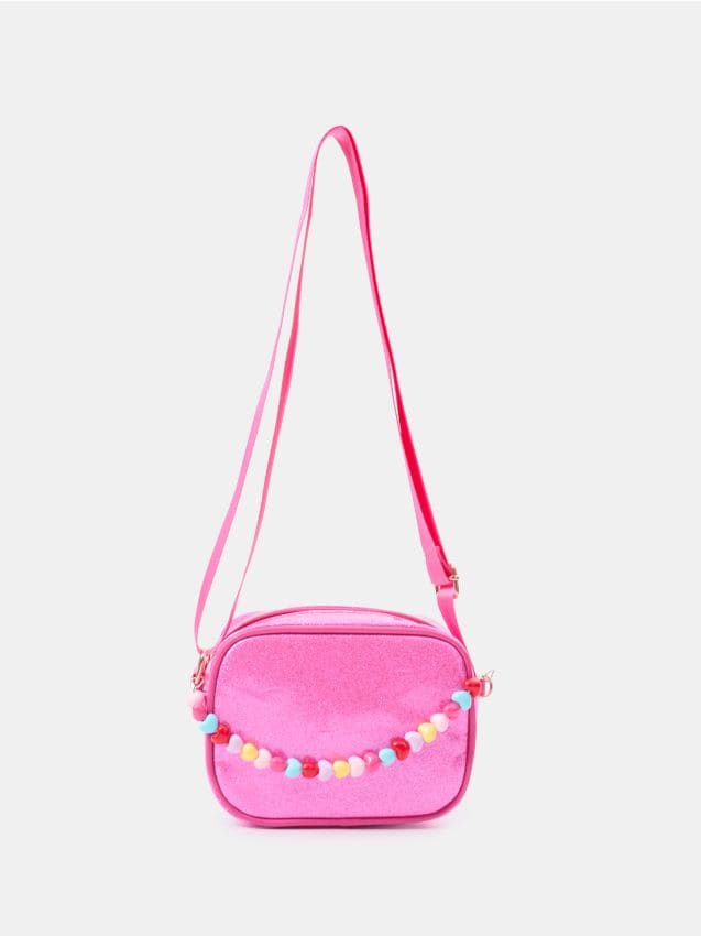 Sinsay - Geantă crossbody cu sclipici și lanț decorativ - roz