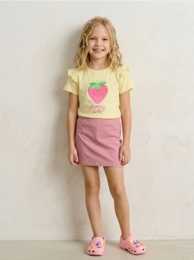 Sinsay - Fustă-pantalon din bumbac - roz-pudră