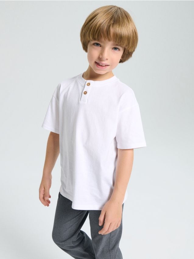 Sinsay - Tricou cu nasturi decorativi - alb