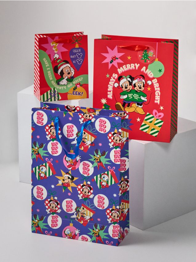 Borse regalo natalizie Mickey Mouse set da 3 - multicolor