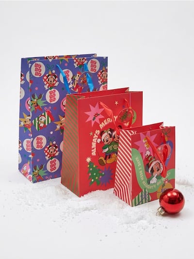 Χριστουγεννιάτικες σακούλες δώρου Mickey Mouse σετ 3 τεμαχίων