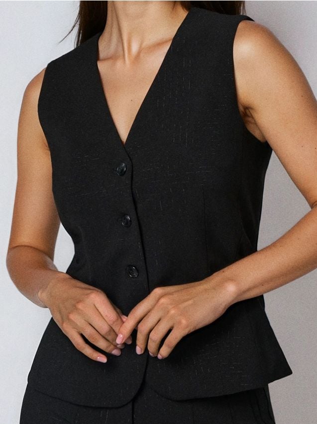 Sinsay - Obleková vesta s výstrihom do V - čierna