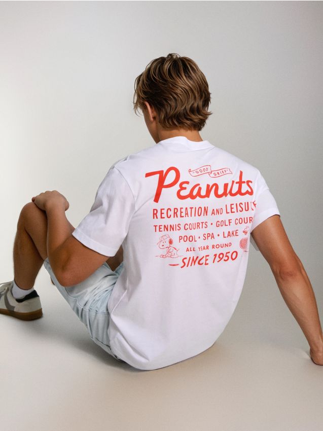 Sinsay - Tricou din bumbac cu imprimeu Peanuts - alb