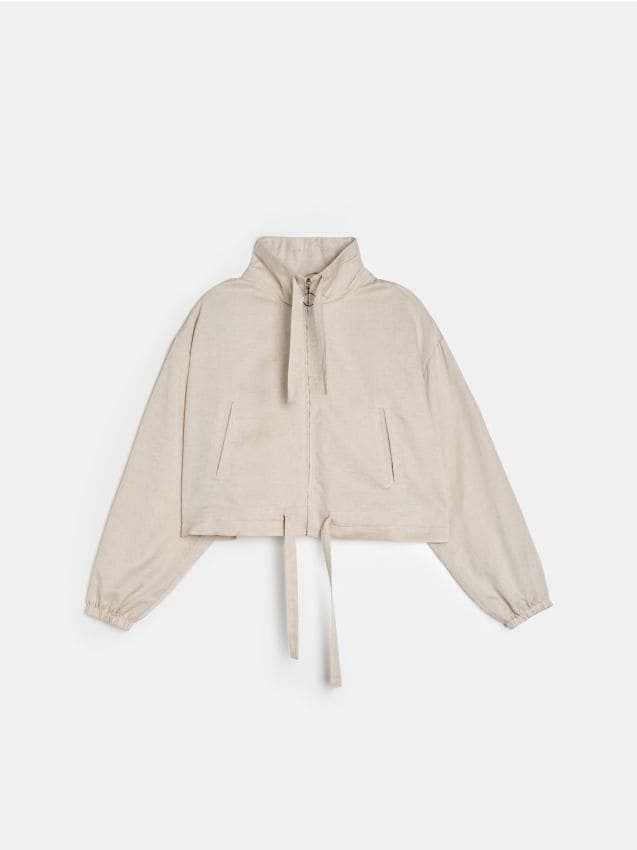 Sinsay - Jachetă bomber din lyocell cu adaos de in - nude