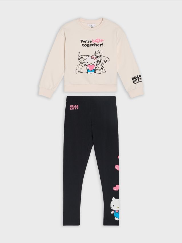 Sinsay - Komplet: bluza i legginsy z nadrukiem Hello Kitty - wielobarwny