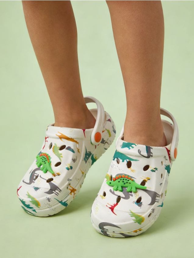 Sinsay - Saboți cu motiv de dinozauri - alb