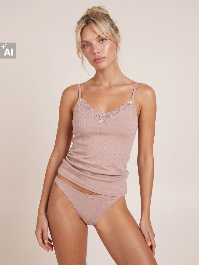 Sinsay - Top tip camisole cu sutien integrat și amestec de viscoză - bej