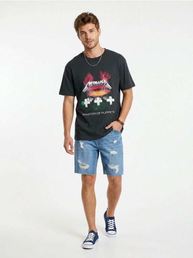 Sinsay - Tricou din bumbac cu inscripție Metallica - gri-închis
