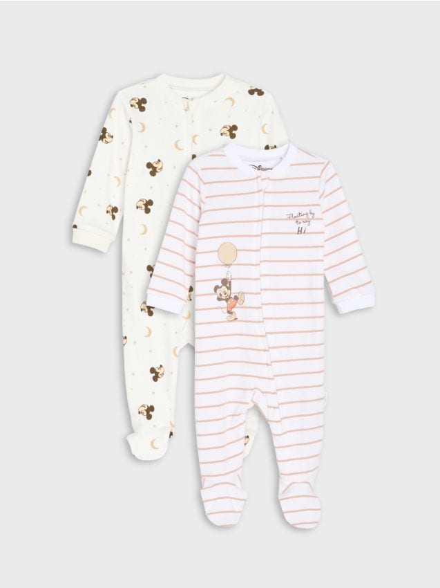 Sinsay - Salopete din bumbac cu imprimeu 2 pack Mickey Mouse - crem