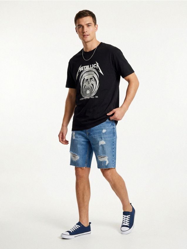 Sinsay - Tricou din bumbac cu imprimeu Metallica - negru