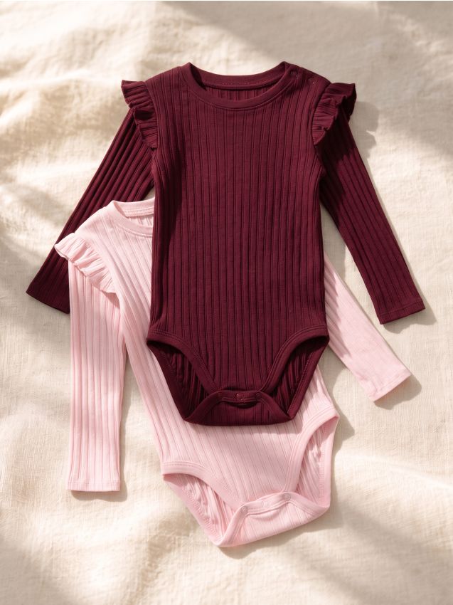 Sinsay - Body din bumbac din poliester ripsat 2 pack - roz-pastel