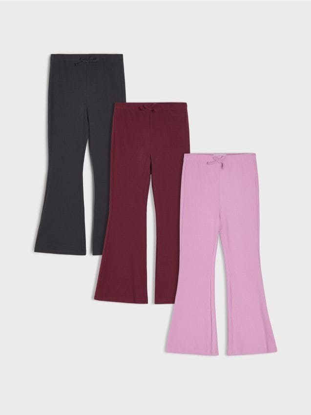 Sinsay - Bawełniane legginsy flare 3 pack - wielobarwny