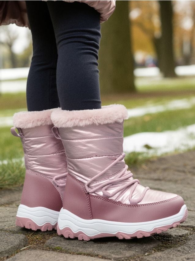 Sinsay - Snehule s kožušinou a vlnenou podšívkou - popolavá ružová