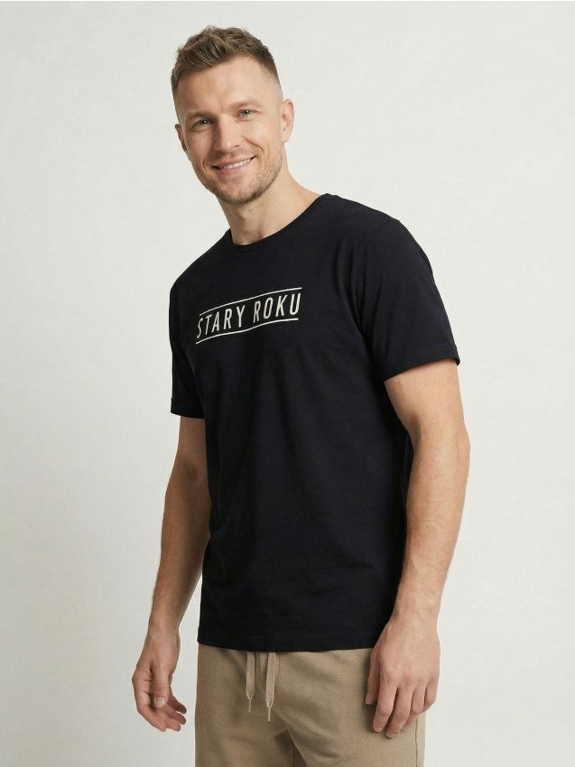 T-shirt in cotone con scritta Stary Roku - nero