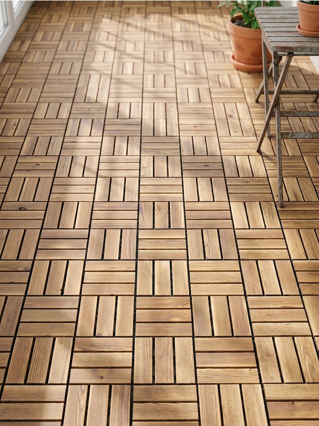 Sinsay - Plăci modulare de grădină cu suprafață din lemn 4 pack - maro