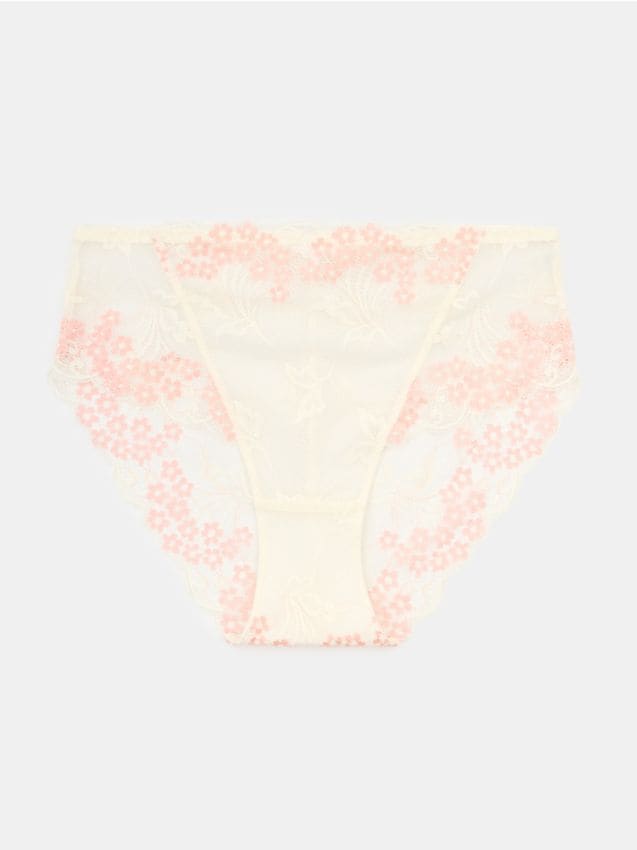 Sinsay - Koronkowe majtki figi z kwiatowym wzorem - różowy