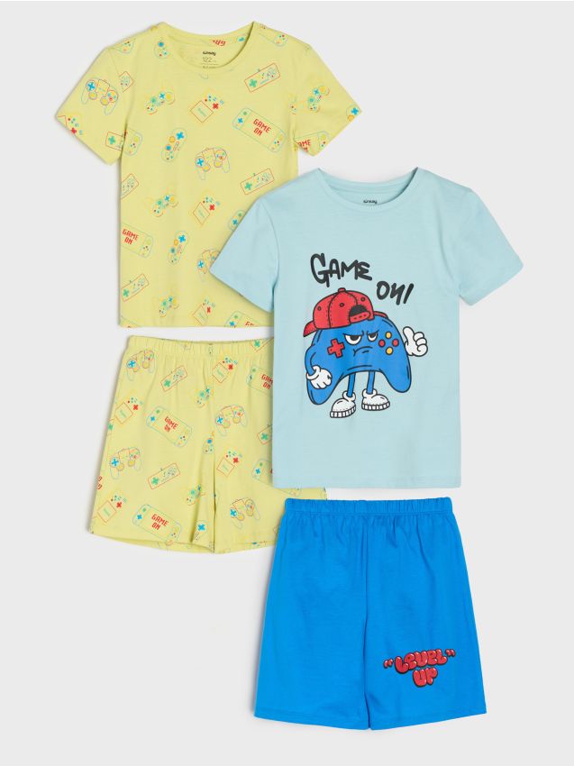 Sinsay - Pijamale din două piese cu tematică gaming, set de 2 - albastru-pal
