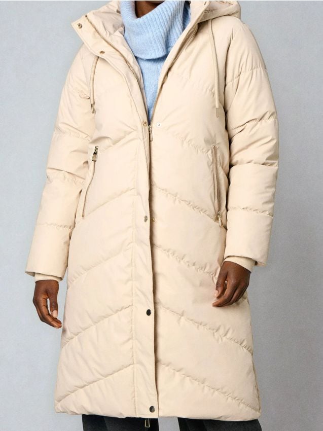 Sinsay - Prešívaný plášť s kapucňou - telová