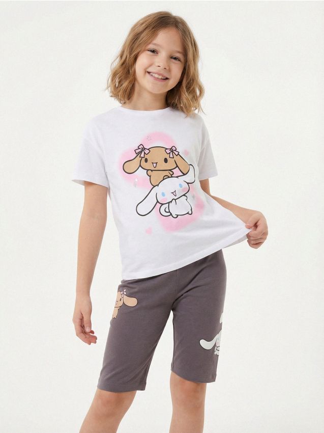 Sinsay - Bawełniany komplet: koszulka i kolarki Cinnamoroll - wielobarwny