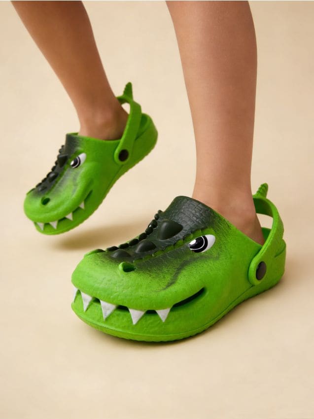 Sinsay - Saboti cu motiv de dinozaur - verde