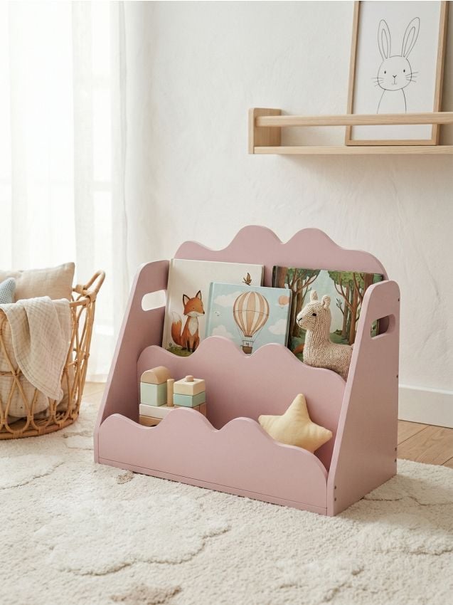 Sinsay - Raft pentru cărți cu margine ondulată - roz-pastel