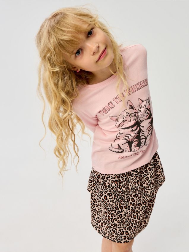 Sinsay - Fustă mini cu volane și imprimeu leopard - multicolor