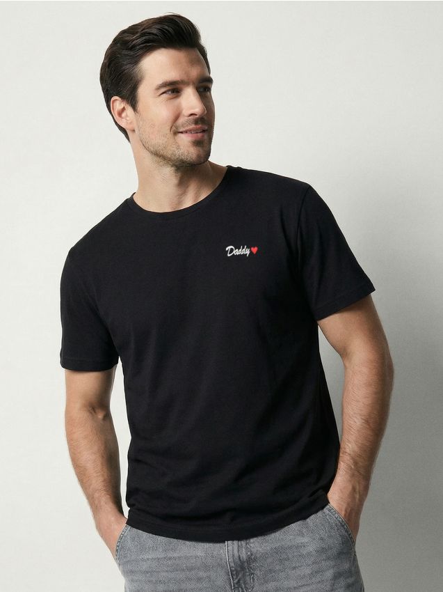 Sinsay - Tricou din bumbac cu inscripție Daddy - negru
