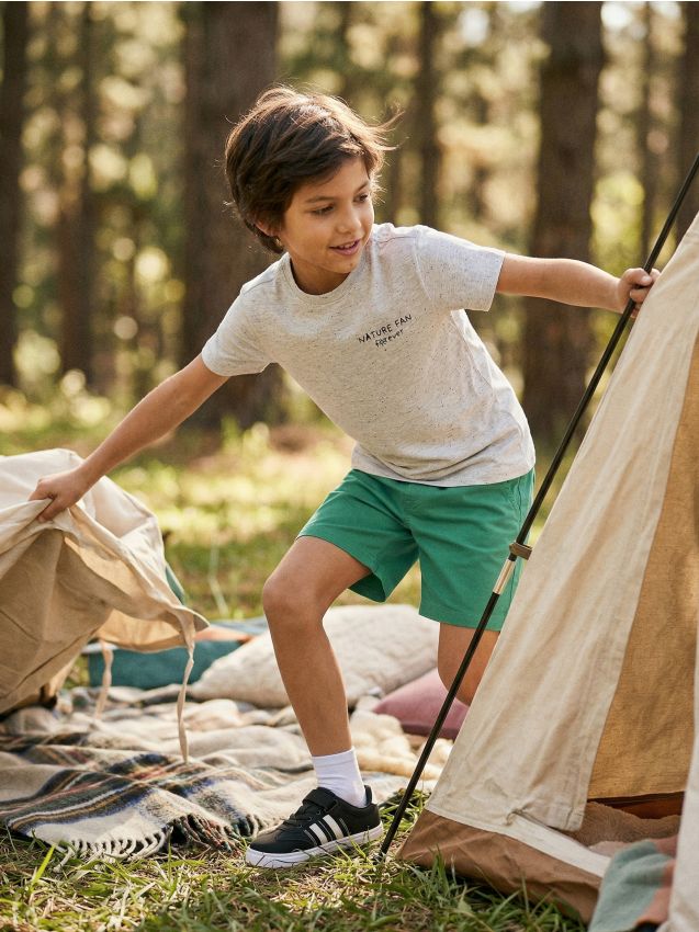 Sinsay - Tricou din bumbac cu text brodat Nature Fan Forever - gri deschis