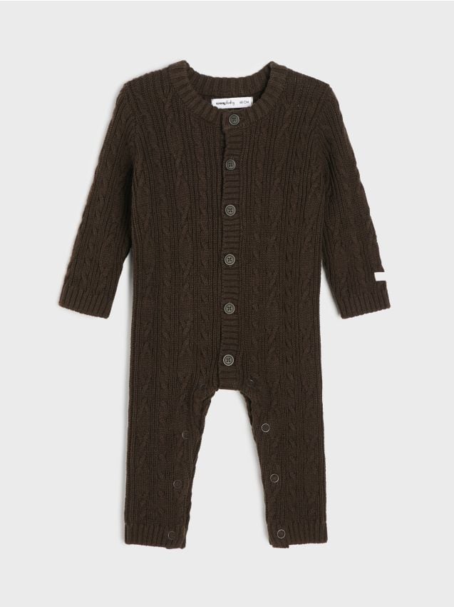 Sinsay - Salopetă din bumbac din tricot tip pulover - maro-închis