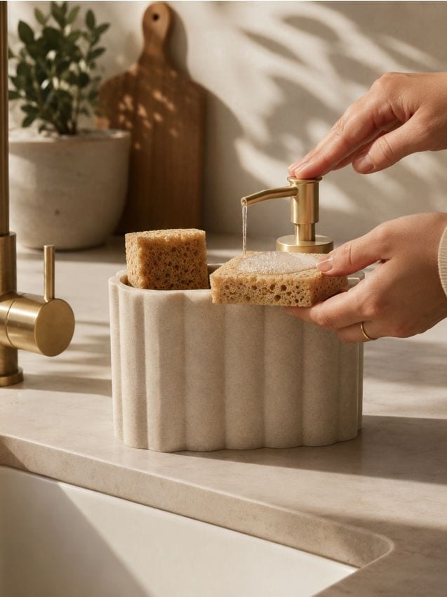 Sinsay - Dozator striat pentru detergent de vase - crem
