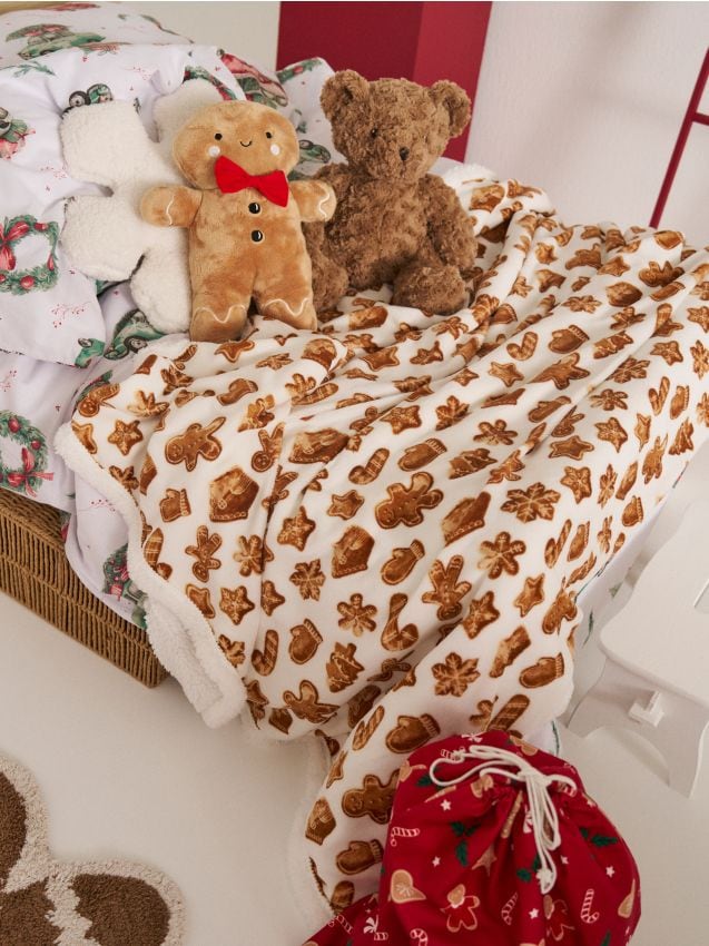 Sinsay - Deka s vianočnou potlačou - telová