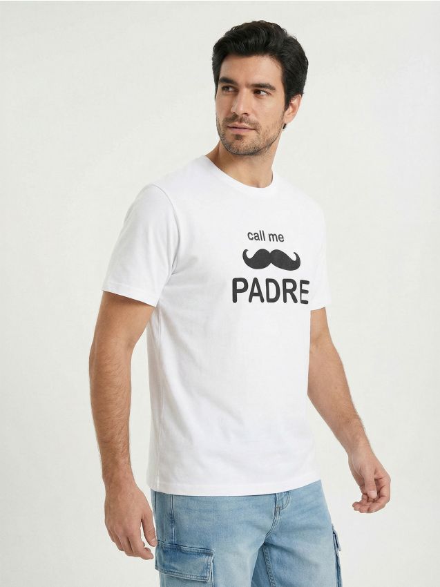 Sinsay - Tricou din bumbac cu inscripție Call Me Padre - alb