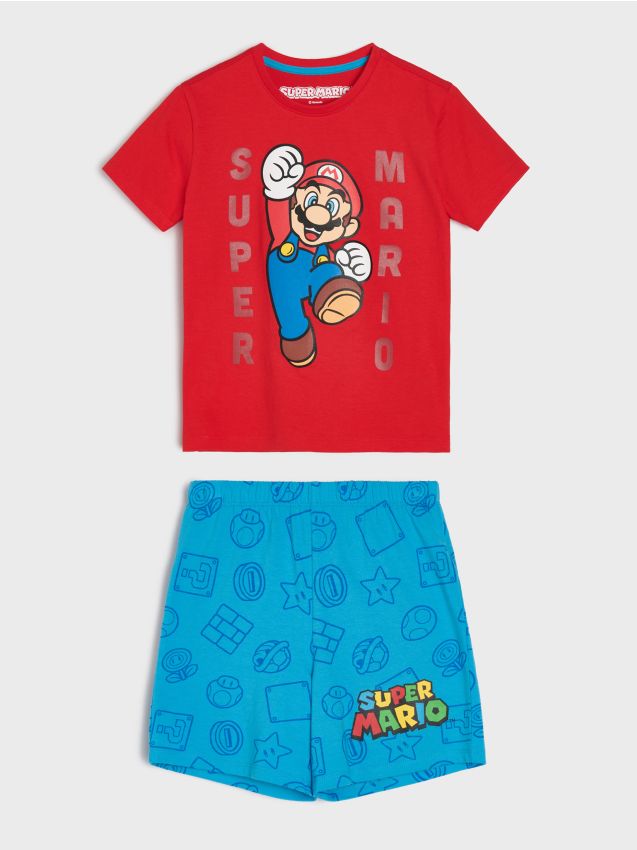 Sinsay - Pijamă din bumbac în două piese Super Mario - roșu
