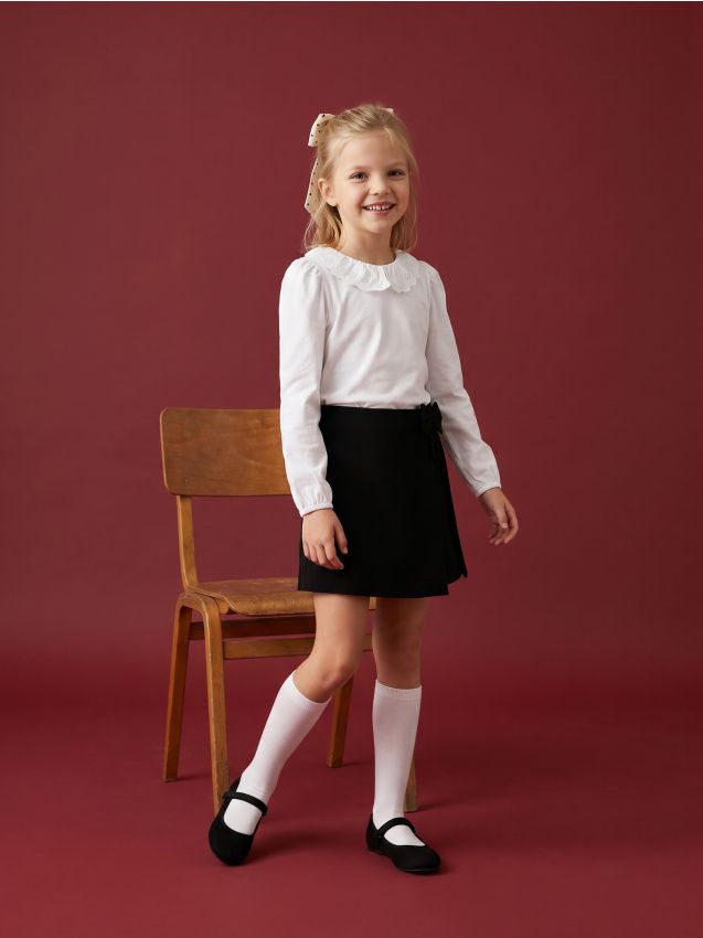 Sinsay - Fustă mini cu pliuri și fundă - negru