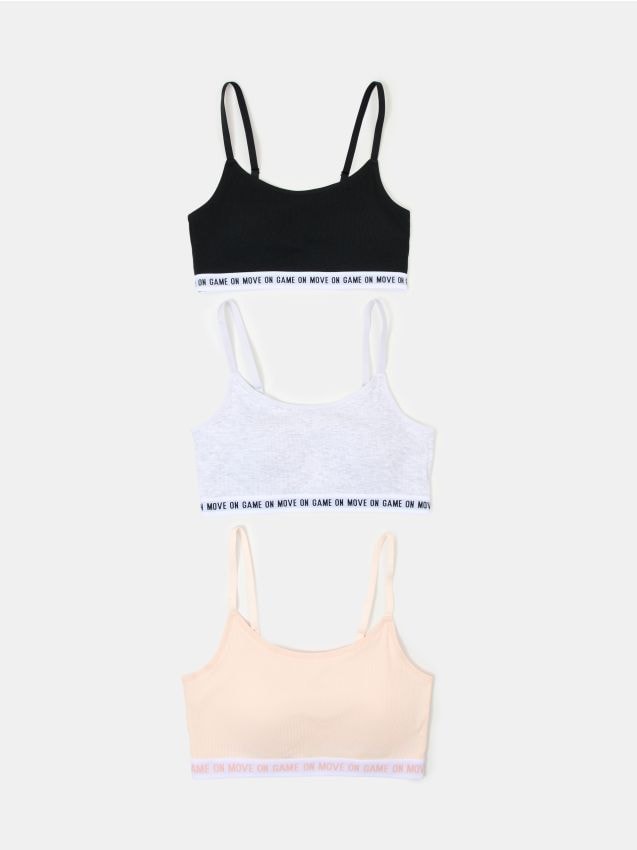 Sinsay - Sutiene sportive din bumbac 3 buc. - multicolor