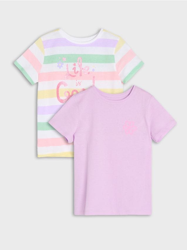 Sinsay - Tricouri din bumbac cu motiv floral 2 pack - multicolor