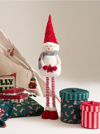 Set 4 Pupazzi Di Neve Grigi Seduti In Poliresina – Decorazioni Natalizie Artigianali 11 Cm