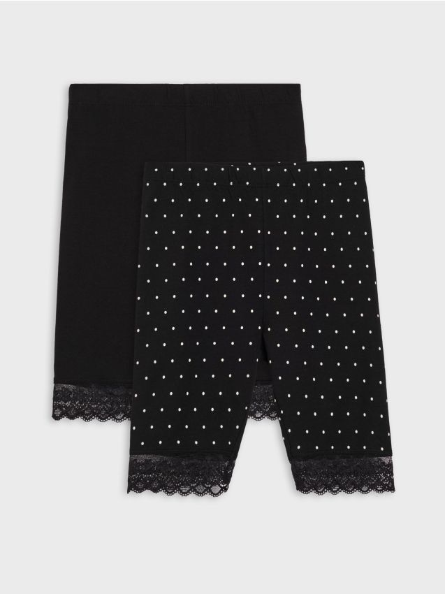 Sinsay - Pantaloni scurți tip colant din bumbac cu dantelă decorativă 2 pack - multicolor