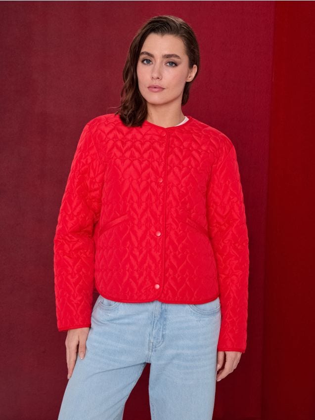 Sinsay - Jachetă matlasată de tranziție fără glugă - roșu