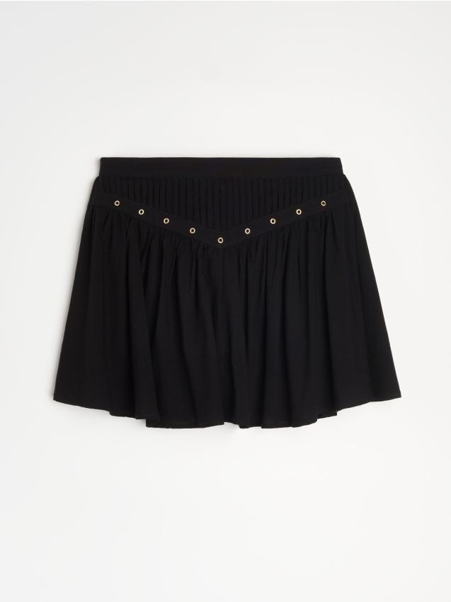 Sinsay - Fustă-pantalon din viscoză cu capse decorative - negru