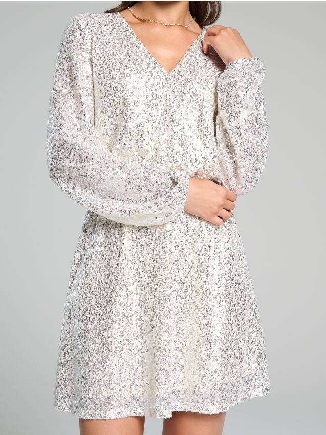 Sinsay - Cekinowa sukienka - srebrny