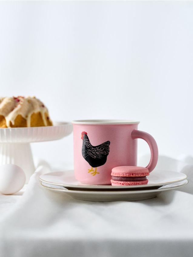 Sinsay - Cană ceramică cu imprimeu de găină - roz